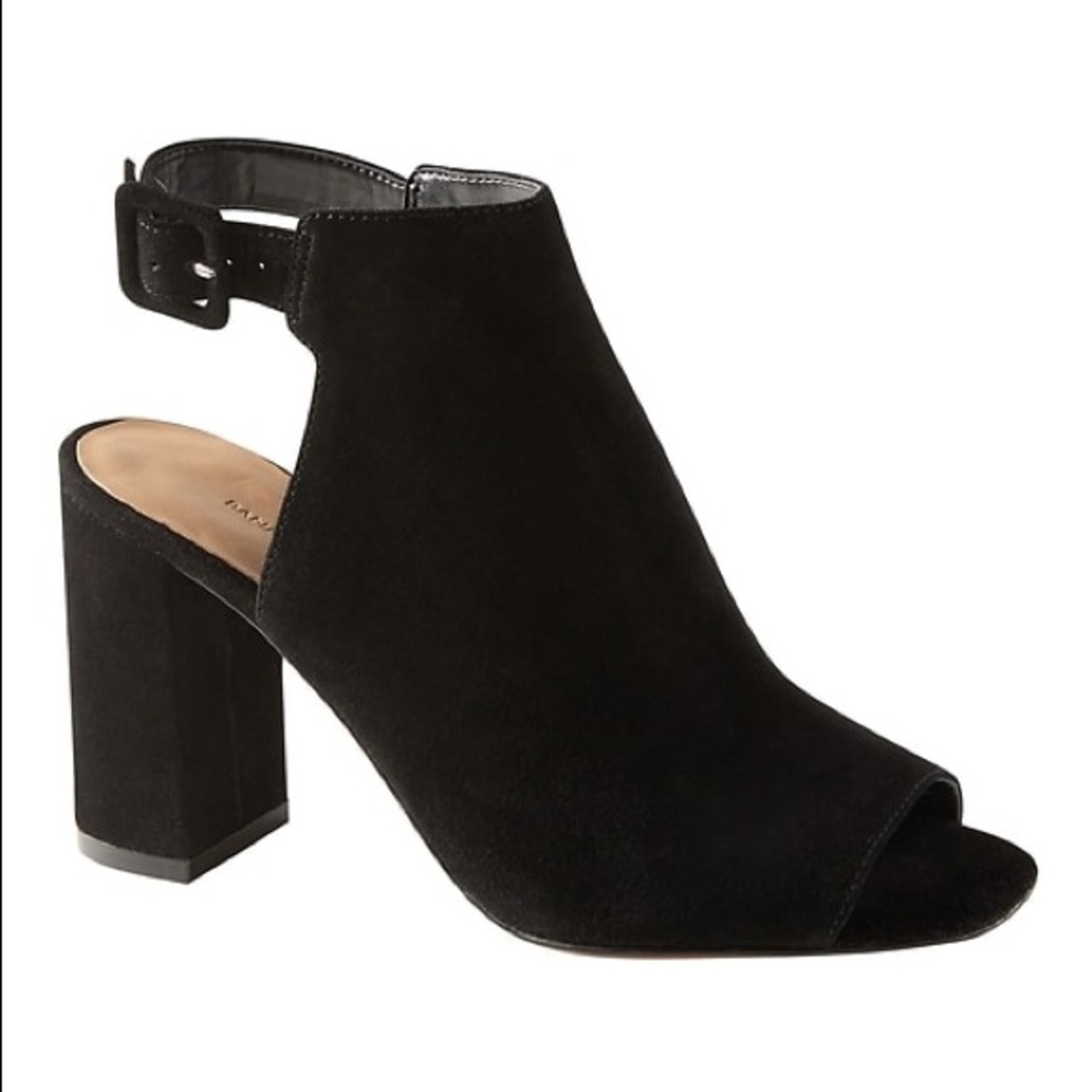 Banana Republic peep toe bootie in black suede